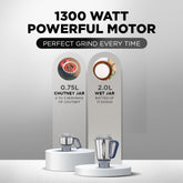 Preethi Mixer Grinder X Pro Duo MG 198 - 2 Jars 1300 Watt